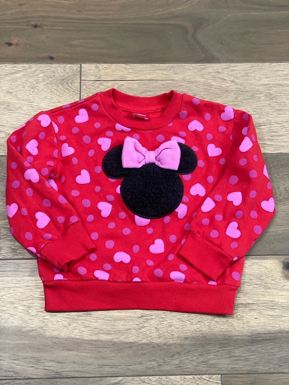 Disney Minnie Mouse Red Heart Fleece Sweatshirt Girls 2T